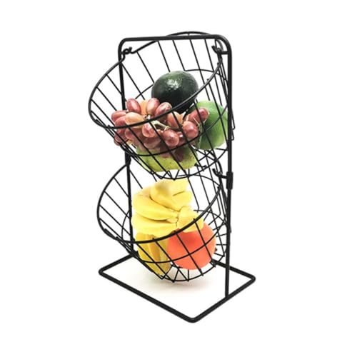 Cesta de frutas desmontable de dos niveles independientes fabricada en hierro resistente 5
