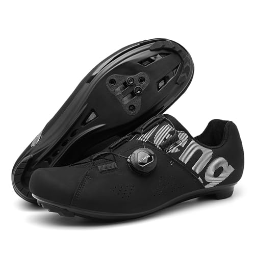 Hixingo Zapatilla de Ciclismo Hombre Mujere Zapatos Bicicleta de Carretera Montaña Exterior Compatibles SPD SPD SL Lock System, Zapatillas de MTB Ciclismo Unisex 36 47 EU (Negro,45)