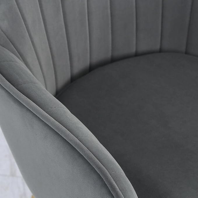 Image of Dark Grey Velvet Chair for Home | Modern Accent Armchair in Soft Velvet Fabric with Golden Legs | Set of 2 Premium Accent Chair for Living Room Bedroom Restaurent | Dark Grey, 2 pc