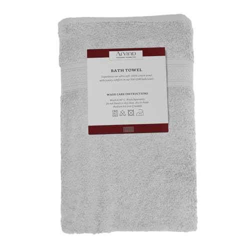 Image of Arvind 100% Cotton Towels for Bath | Towels for Bath Large Size | 500 GSM Bath Towel - Soft & Absorbent | 2 Piece Bath Towel for Men /Women | Urban Comfort | 70 cm x 140 cm - Light Grey