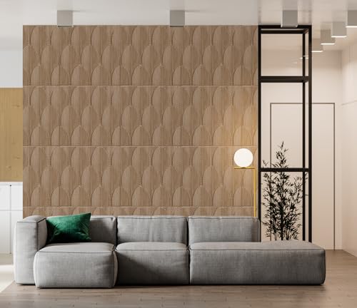 STICKGOO 3D Wall Panels - Peel and Stick Cactus Design, 19.7" x 19.7", Faux Wood PVC, 12 Pack, 32 Sq.Ft, Wood Color