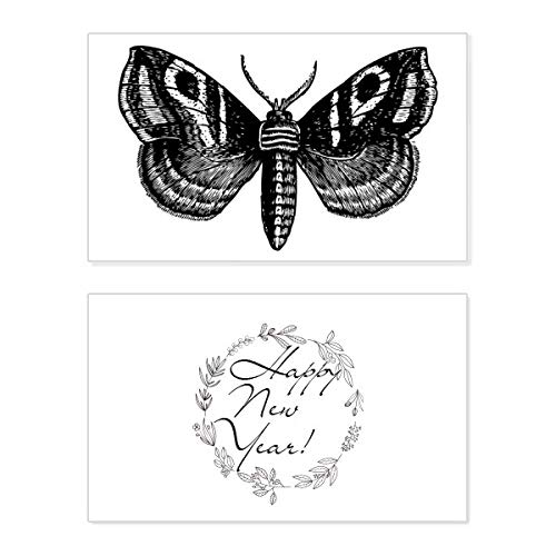 Tarjeta de año nuevo con mariposa negra para un emotivo mensaje de bendición