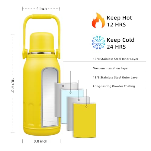 Image of BJPKPK Stainless Steel Insulated Bottle with Handle & Strap, 40oz