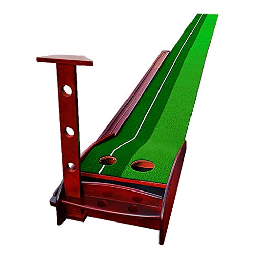 Golf Putting Mat Green, Solid Wood Professional Portable Putter Exerciser Set, Bring Back The Ball Track, for Indoor Golf Training (Color : Style 1, Size : 3.50.3m) (Style 1 3 * 0.3m)