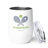 Super Fly Goods Tennis Lovers Stemless Wine Tumbler Gift for Men Women or Partners Players 12 oz Insulated Stainless Steel Wine Glass (Tennis)