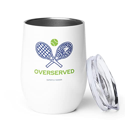 Super Fly Goods Tennis Lovers Stemless Wine Tumbler Gift for Men Women or Partners Players 12 oz Insulated Stainless Steel Wine Glass (Tennis)