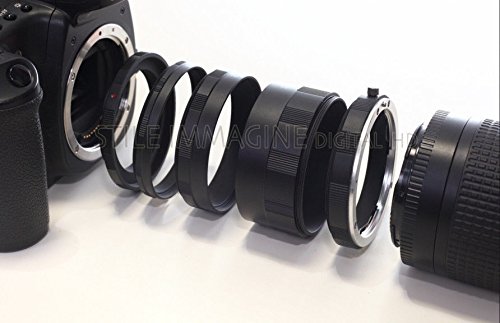 Tubos de tubo alargador juego de 5 piezas con casquillo compatible con Nikon AI AF F, 100% metal