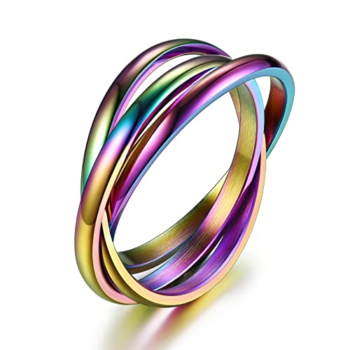 ChainsProMax Triple Interlocked Rings for Women Size 8 Anxiety Ring Spinning Triple Interlocked Rings