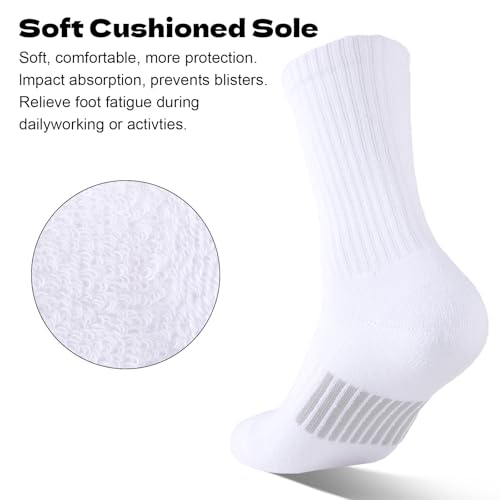 Heatuff Womens Crew Socks Cotton Running Cushion Athletic Calf Long Socks for Women 5 Pairs4