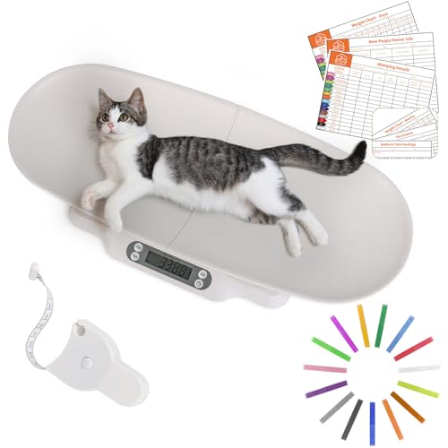 Balance numérique pour animaux avec bol amovible - Pèse-bébé précis pour nourrissons et tout-petits - Écran LCD clair - Fonction tare et support -...