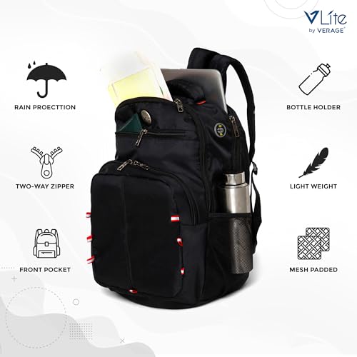 Image of ACEPACK Global 25.91 Liters Water Repellant 17.32 inch Laptop Backpack With Rain Cover For Casual, Outdoor, Office Or Daily Use (Black)