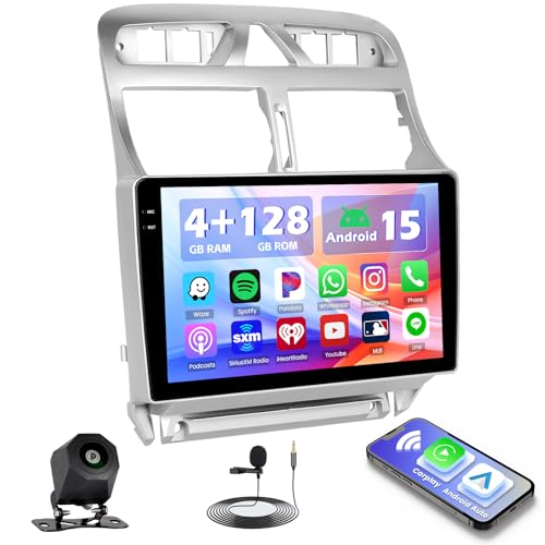 Hikity 4+128G Android 15 Autoradio pour Peugeot 307 2002-2013, 9