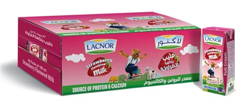 Lacnor Essentials Stwawberry Milk - Pack Of 32 Pieces (32 X 180 ml - 5.76 Liter)