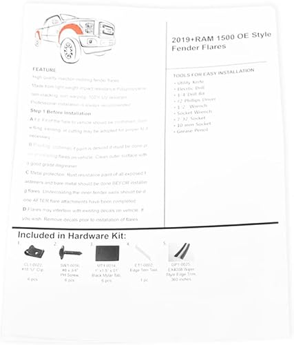 Miniatura 6 de FREEMOTOR802 Compatible con guardabarros Dodge Ram 1500 2019-2023, protector de cubierta de rueda de camión de polipropileno negro texturizado