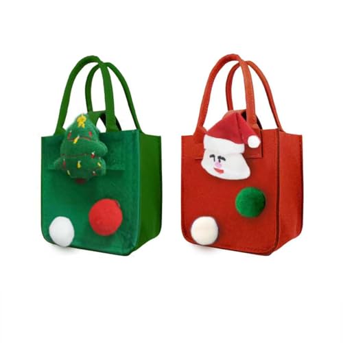 Bolsa de Fieltro, FainFun 30 * 20 * 18 cm Cesta de Fieltro Almacenamiento Grande con Manijas, Bolso de Compras Plegable, Bolsa de Fieltro para Almacenar Leña Periódicos (Rojo verde)