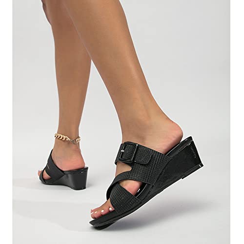 Sandals Slope Heeled Slippers for Summer wear. Thick Soled Women's Sandals Sandal(B,42)2