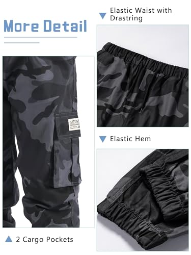 Image of NATUST Boys Cargo Joggers Drawstring Jogging Pants Kids Elastic Waist Trousers 5-14 Years