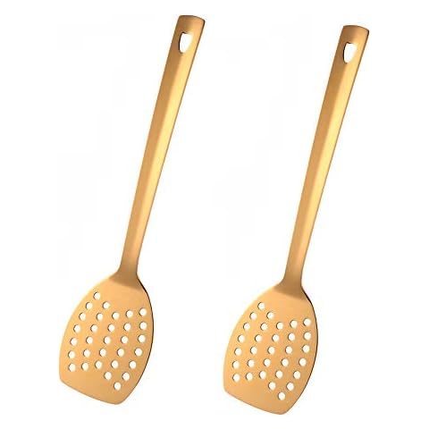 Do Buy Gold Pfannenwender Edelstahl 2 Stücke Bratenwender Metall Länge 33 cm Cover