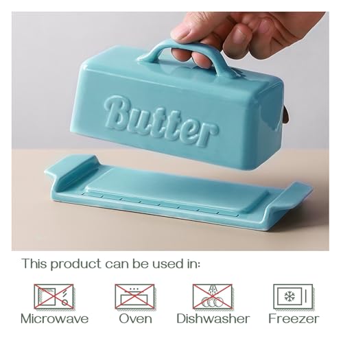 Butter Dish with Knife, Blue