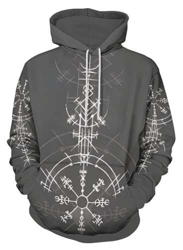 GLUDEAR Herren Vikings Tattoo nordische Mythologie Grafik 3D Druck Hoodie Pullover Sweatshirt Hoodies, Z Viking Kompass, X-Large GLUDEAR Herren Vikings Tattoo nordische Mythologie Grafik 3D Druck Hoodie Pullover Sweatshirt Hoodies, Z Viking Kompass, X-Large