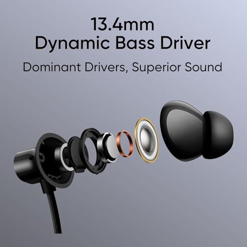 Image of Real Me Neckband 3 Neoo in Ear Bluetooth with 14.4 Mm Dynamic Bass Boost Driver,Upto 32 Hours Playback,Fast Charge,Ai Enc,45Ms Low Latency,Ip55 Dust&Water Resistannt for Apple & Android (Black)