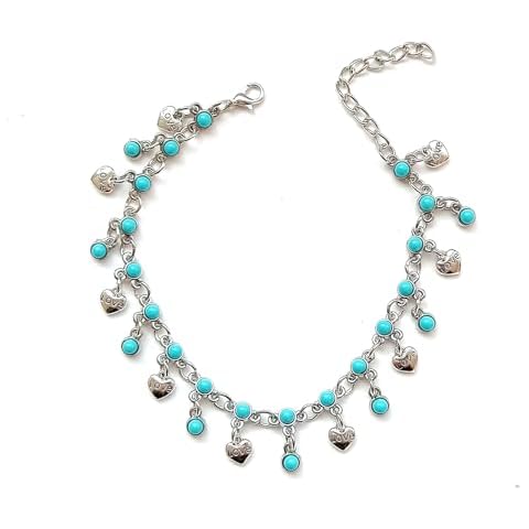 Dishowme Pearl Heart Turquoise Anklet Bracelet Cover