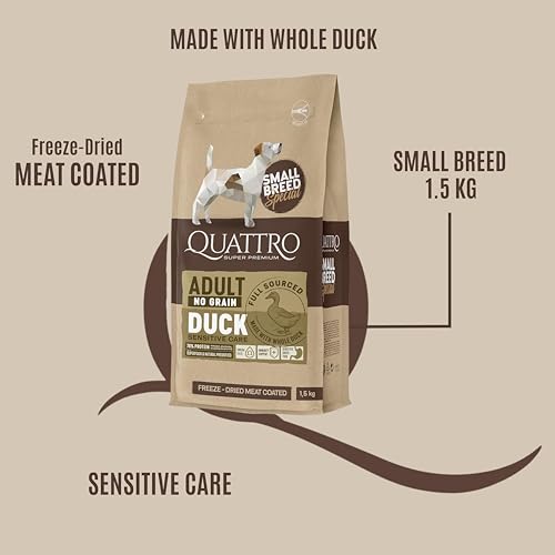 Image of Quattro Super Premium Adult Dog Food for Mini Breeds - Duck, 1.5 kg