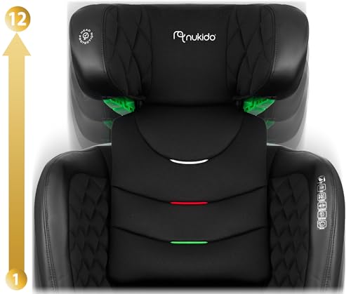 Nukido Kindersitz Kinderautositz 15 Bis 36 kg Autositz Für Kinder 4 Bis 12 Jahren ISOFIX Kopfstützenverstellung Neigungsverstellung Louis (Schwarz)