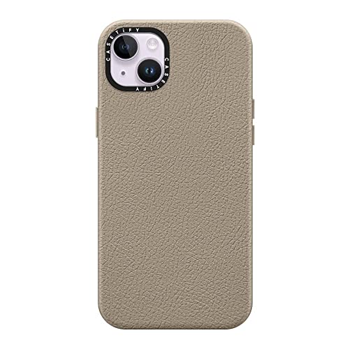 Coque en cuir iPhone 14 Plus CASETiFY MagSafe marron clair haute qualité