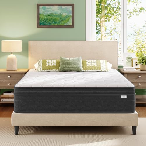 Twin Mattress 10 Inch in a Box - Memory Foam & Pocket Spring Hybrid Mattress for Back Pain Relief, Cool Breathable Fiberglass-Free Cover, Medium Firm, CertiPUR-US Certified