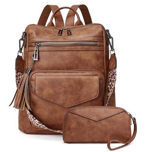 Image of OPAGE Backpack Purse for Women Leather Anti-theft Fashion Designer Travel Backpack Ladies Shoulder Bags With Wristlet