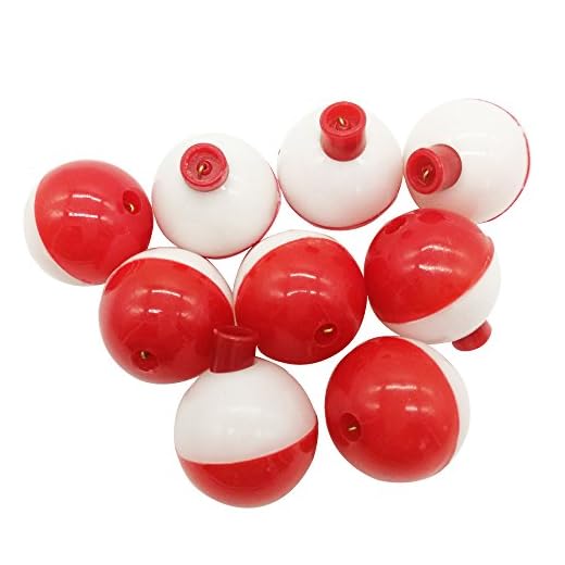 50pcs/lot Hard ABS Fishing Bobbers Set Snap on Red/White Float Bobbers Push Button Round Buoy Floats Fishing Tackle Accessories Size:0.5/0.75/1/1.25/1.5/1.75/2 Inch (1inch-10pcs)