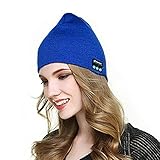 ZSH Gorro con Bluetooth Gorro inalámbrico con Bluetooth V5.0 Gorro con altavoz de música Gorro de punto para correr con parlantes estéreo y micrófono, Gorro de invierno unisex para hombre y mujer,Azul