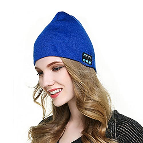 ZSH Gorro con Bluetooth Gorro inalámbrico con Bluetooth V5.0 Gorro con altavoz de música Gorro de punto para correr con parlantes estéreo y micrófono, Gorro de invierno unisex para hombre y mujer,Azul Cover