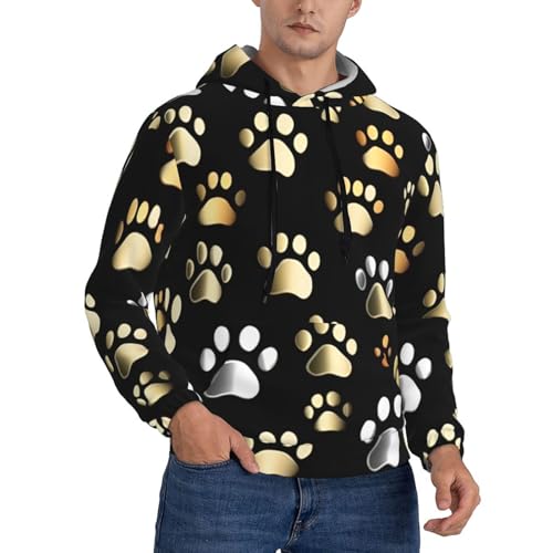 Sweat à capuche homme imprimé pattes de chien, finition soignée et confort toutes saisons L
