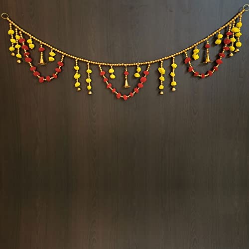 Image of Handmade Door Hanging Round Moti Style Bandarwal Toran (TMR-04) -Diwali New Year Inauguration Wedding Festival Home Decor Pooja (40 Inch X 6 Inch)