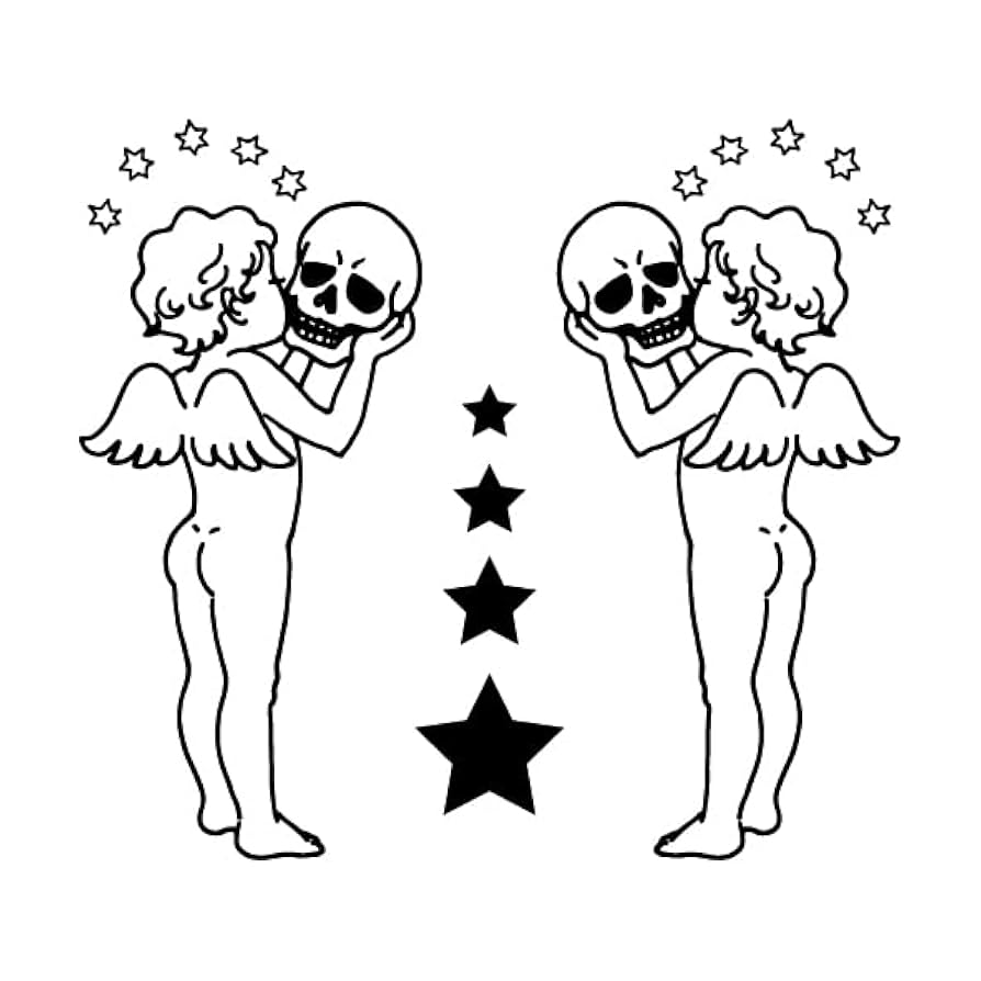 ‪☆ マジックタトゥー エンジェル スカル タトゥーシール 2週間で消える ☆ マジックタトゥー エンジェル スカル タトゥーシール 2週間で