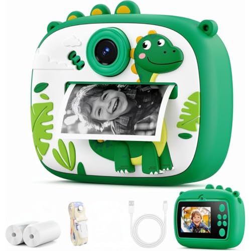 Image of PLUSPOINT Instant Print Camera for Kids Cute Cartoon, Dual Selfie Digital Camera with 1080P HD Videos Recoding, Instant Photo Printer Best Birthday Gift for Boys and Girls