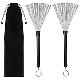 1 Pair Drum Brushes,Retractable Wire Brushes with Comfortable Rubber Handles Drums Sticks Brush for Cajon Jazz Percussion Accessories