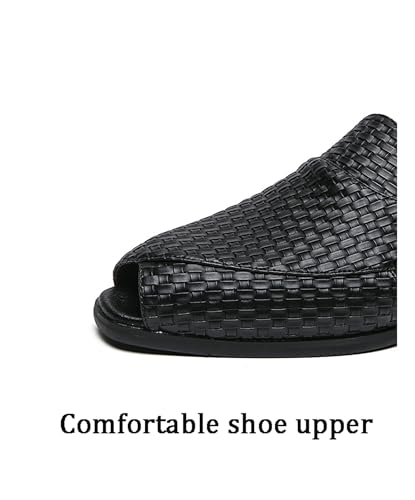 Men's Leather Flat Sandals, Summer Outdoor Comfortable Slip On Soft Walking Driving Shoes Casual Fisherman Beach2