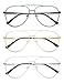 AMOMOMA Trendy Aviator Reading Glasses for Women,Men Blue Light Blocking Computer Readers Retro Metal Frame AM6162, Black&Gold&Silver 1.50x