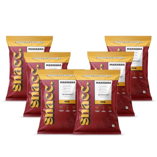 Image of Snacc Roasted Makhana | Superfood Snack | No Preservatives | Real Dehydrated Veggies| (BBQ, 18g x 6 (108g))