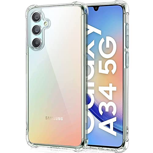Image of TheGiftKart Transparent Crystal Clear Back Cover Case for Samsung Galaxy A34 5G | Shockproof Soft TPU Case | Cushioned Edges for Ultimate Protection Back Cover Case (TPU, Transparent)