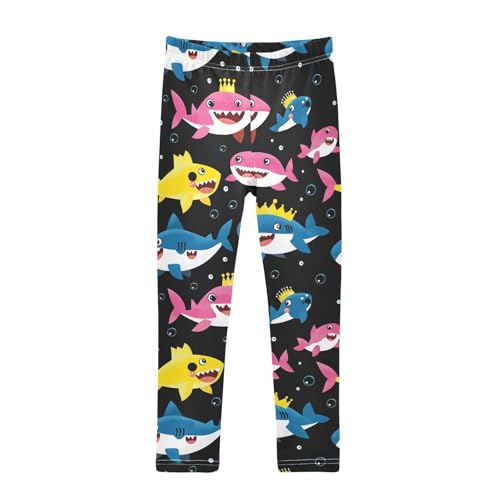 Shark Crown Bubbles Girls' Leggings Toddler Doodles Cute Kids Yoga Pants Dance Active Tights 4T