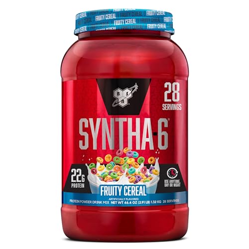 Image of BSN SYNTHA-6 Premium Protein Powder with 6g of Fiber, Whey Isolate, Micellar Casein, Milk Protein Isolate, 5g of Fat, Fruity Cereal, 28 Servings, 2.91 Pound (Packaging May Vary)