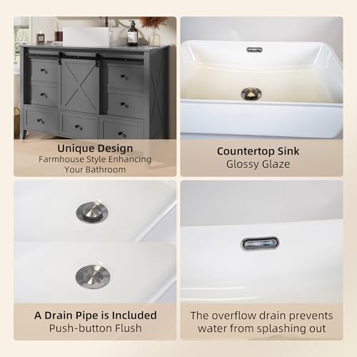 image for VNN Bathroom Vanity with Sink - 48 Inch Bathroom Vanity with Sink Cera