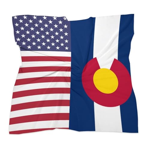 US And Colorado State Flag Bandana Kerchief for Women Colorful Square Scarf Lightweight Handbags Purse Scarves3