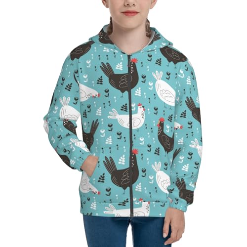 Lovely Roosters Kid Hoodies Boys Zip Up Sweatshirts Girls Pullover with Pocket3