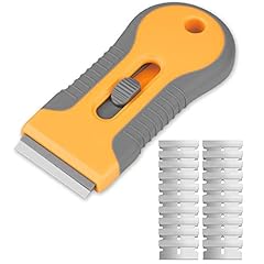 Ainiv Raschietto per Piano Cottura In Vetro, con 20 Lame di Ricambio Per Raschietto, Multiuso, per Pulizia Per Etichette, Decalcomanie, Adesivi, Calafatoio, Vernice In Vetro (Arancia - Testa Singola)