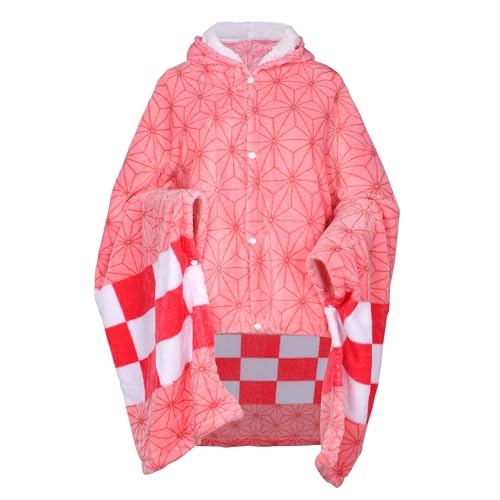 WANHONGYUE Demon Slayer Kamado Nezuko Manta con Capucha Ponibles, Capa con Capucha Anime Cosplay Manto Chal Pijama Suave Unisex, 100 * 160 cm